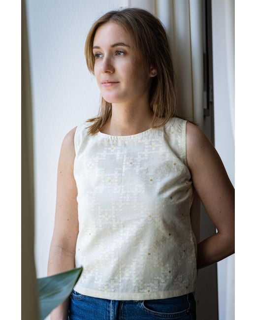 Stovaria Natural Textured Sleeveless Top