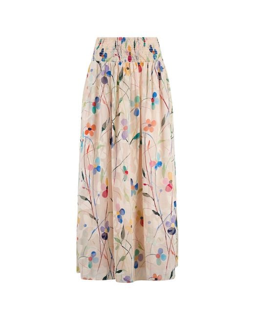 Traffic People White Neutrals Splendour & Sass Pastel Floral Aurora Maxi Skirt