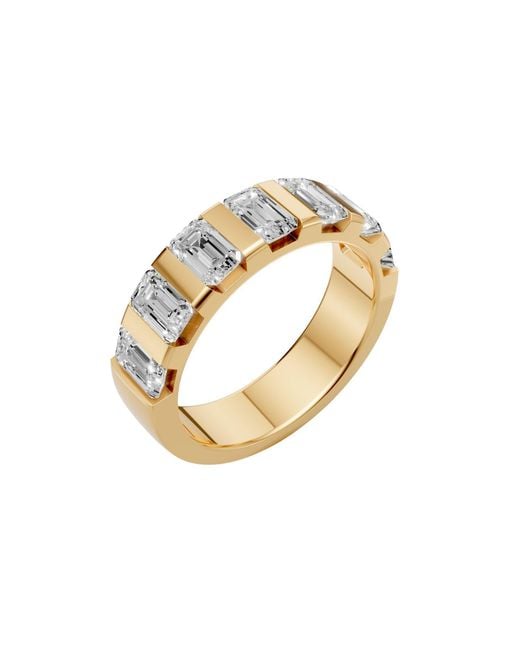 Aya Fine Jewelry Metallic Emerald Cut Lab Diamond Stackable Eternity Wedding Band Ring
