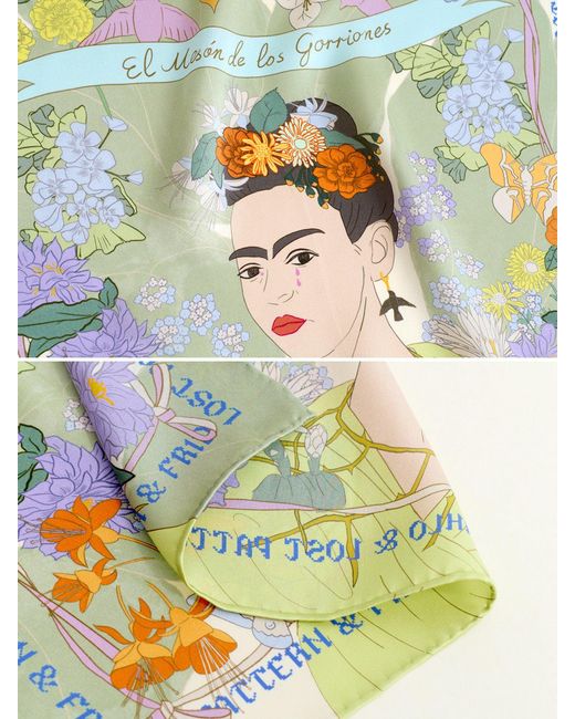 Lost Pattern Blue Los Amores De Frida Silk Pocket Square for men