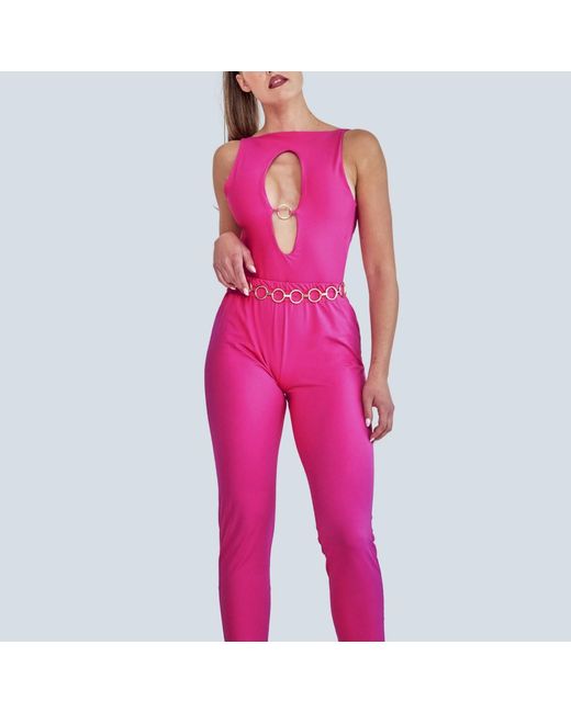 ANTONINIAS Purple Venetia One-Piece Swimsuit With Cut-Out Detailing