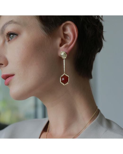 Retro Chic Red Agate Tiger Earrings