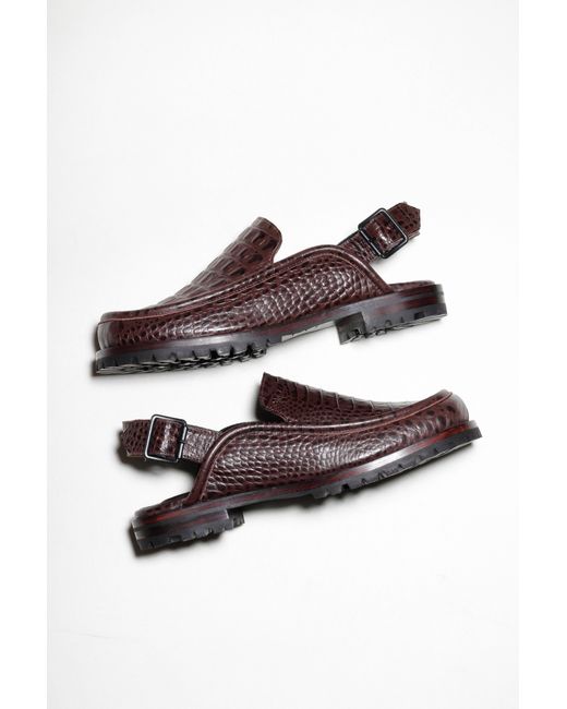Mafalda Brown Dominic Croco Textured Slingback Loafer