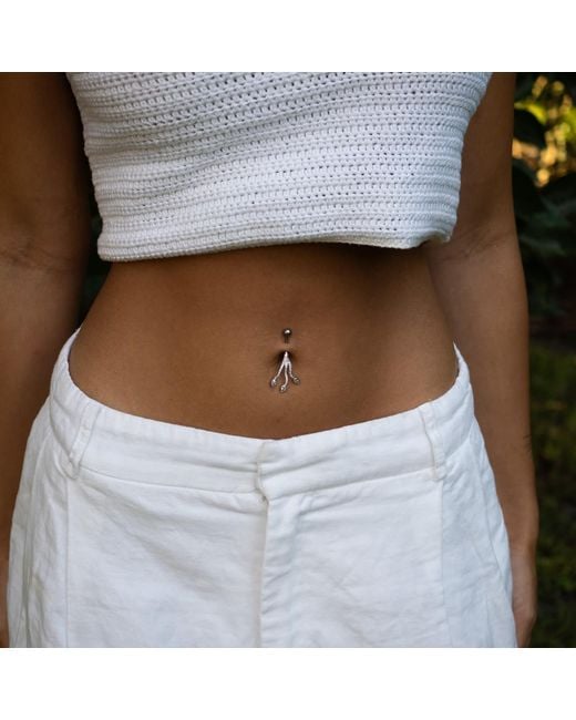 Ebru Jewelry Metallic Triple Drop Diamond Sterling Belly Piercing
