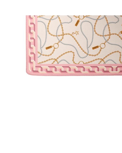 Le Parmentier Pink Heritage Chain And Pearls Silk Square Scarf