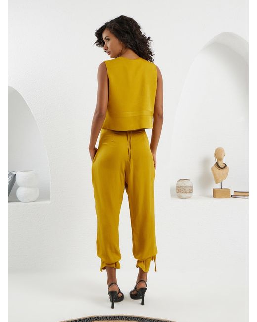 Lumina Eligma Yellow The Arabesque Vest Ensemble – Mustard