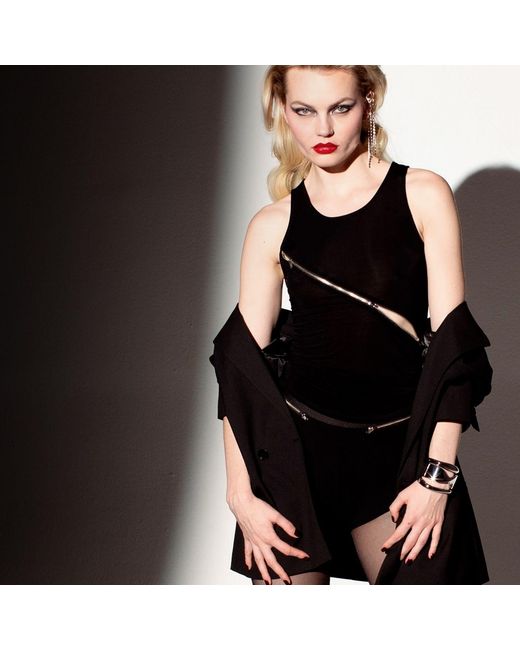 Lunatic Femme Black Zip Tease Sheer Zipper Tank