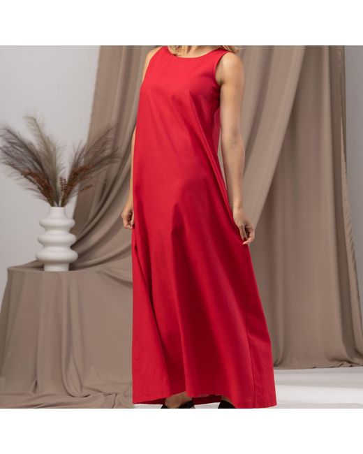 Nikka Place Red Summer Linen Cocktail Dress