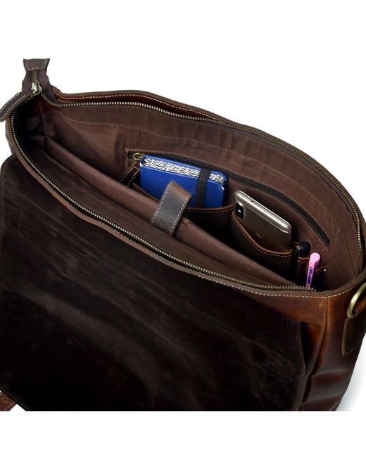 Dötch Leather Brown Abai Leather Messenger Laptop Bag for men