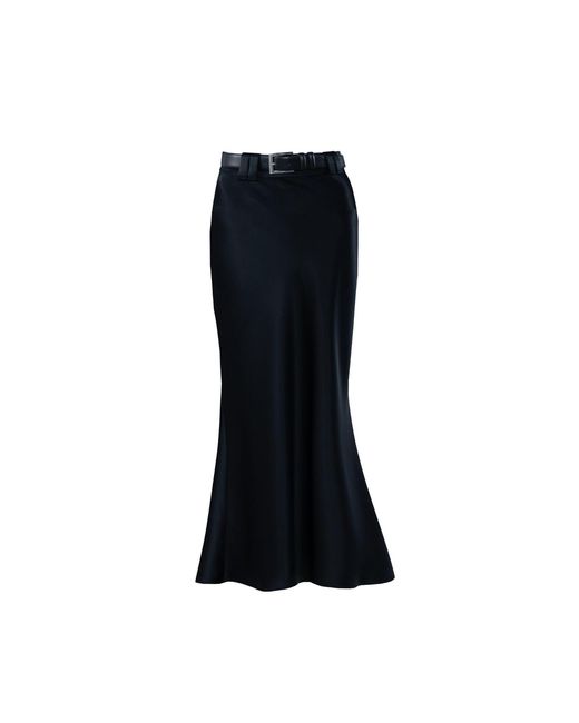 Vestiaire d'un Oiseau Libre Black Bias-Cut Midi Skirt