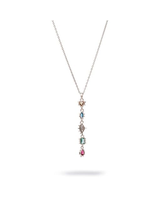 Ebru Jewelry Metallic Mystic Guardian Heart & Evil Eye Y-Drop Necklace