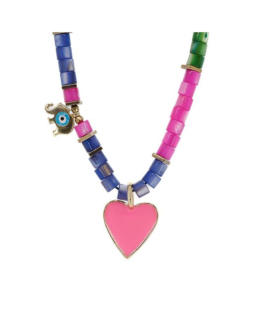Ebru Jewelry Metallic Colors Of Life Pink Love Beaded Necklace