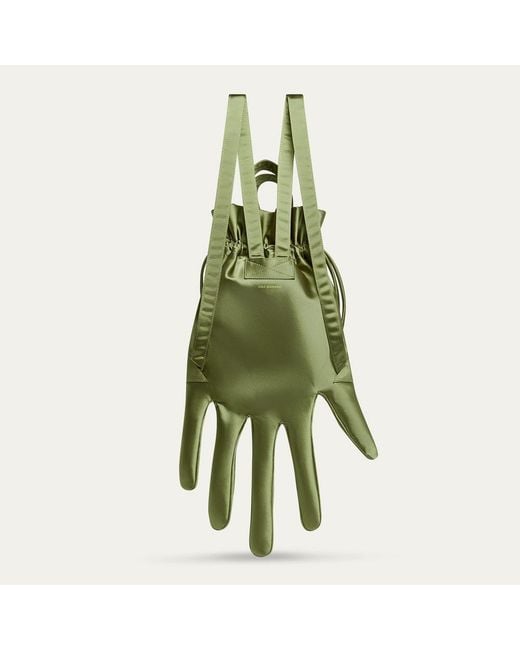 Lulu Guinness Green Khaki Satin Hand Backpack