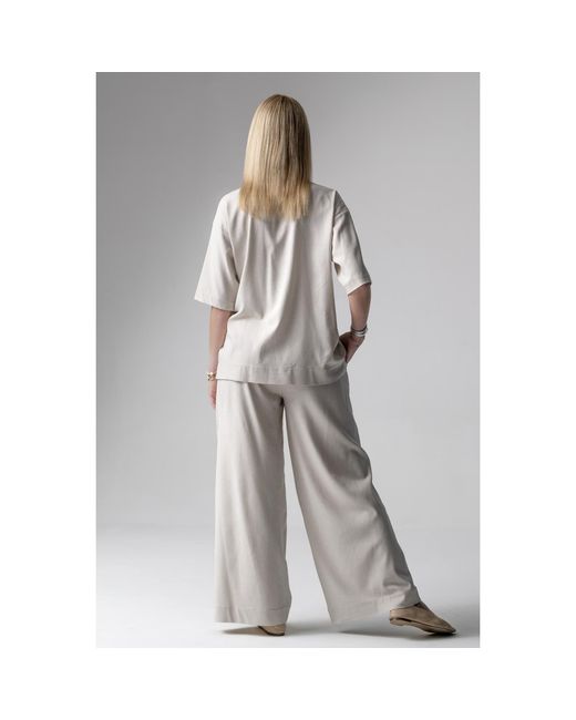 Oh!Zuza Gray Neutrals Meryl Linen Viscose Pyjama Set Wide Trousers