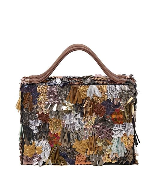 Simitri Brown Polished Pinata Briefcase Bag
