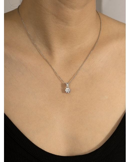 Diamonbliss Metallic Embellished With Swarovski Plated Round Cut Solitaire Drop Pendant Necklace One And Halft Carat