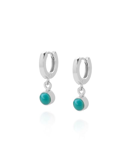 Nellou Jewellery Blue Gem Hoop December Birthstone Earrings Sterling
