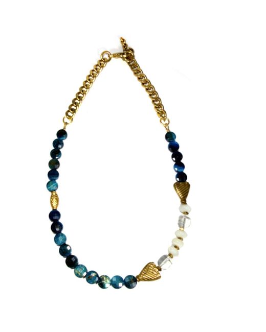Rachel Nathan Blue Current Catch Tiger's Eye Necklace