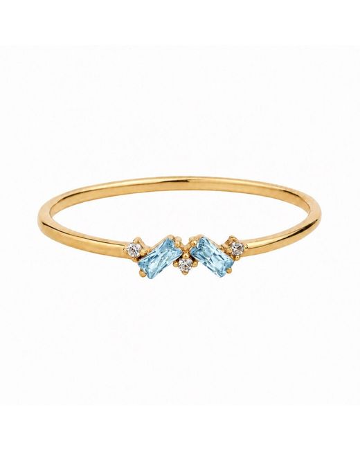 Belinda Jewelz Metallic Aquamarine Double Baguette Birthstone Ring