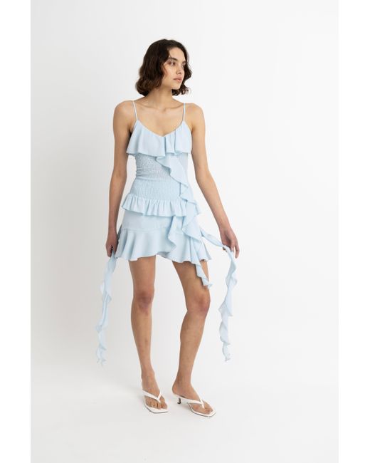 Amy Lynn Blue Teresa Ruffles Mini Skirt