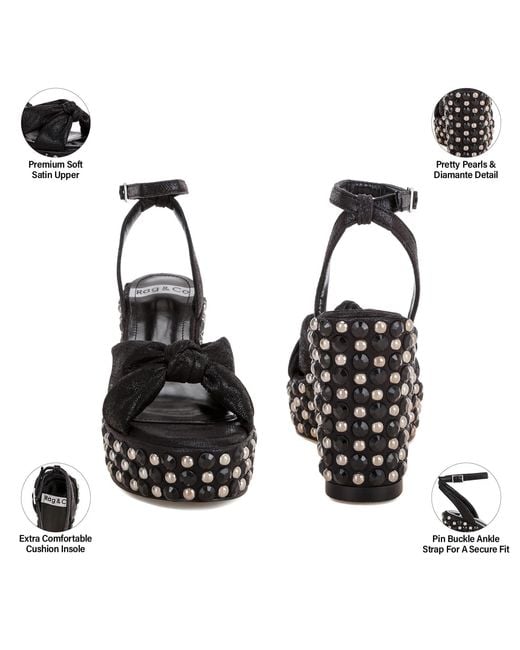Rag & Co Green Moondot Embellished Wedge Heel Sandals