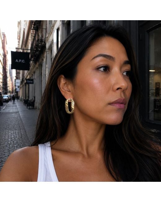 Hye Jane Jewelry Metallic Rue Hammered Oval Earrings