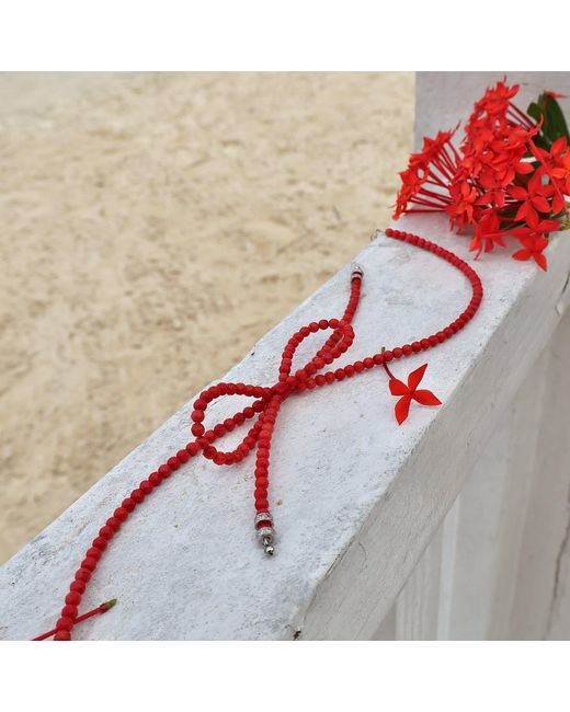 Mineralgems•Studio Red Coral Bow Necklace