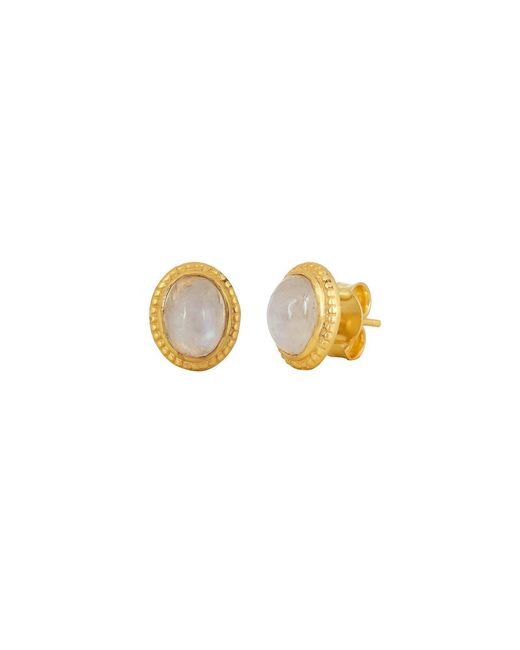Opium Jewels Metallic Cabochon Oval Studs