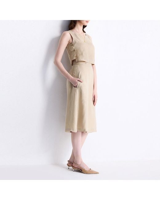 REISTOR Natural Neutrals Overlap Midi Skirt