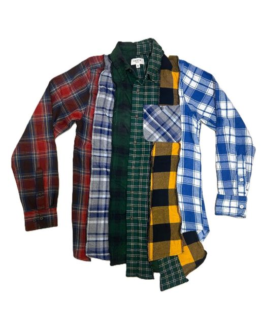 Zasta Studio Blue Deconstructed Flannel Shirt B for men