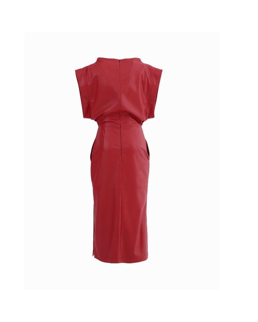 Julia Allert Red Stylish Sleeveless Faux Leather Dress