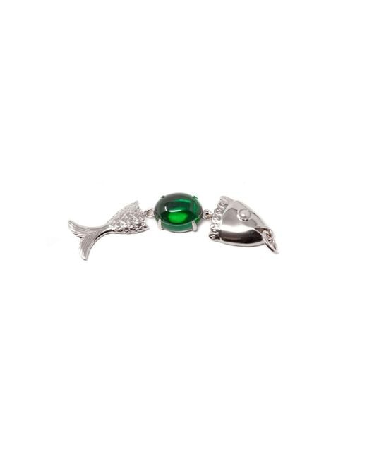 NASI SILVER Green Swimming Fish Neshama Pendant- Spinel