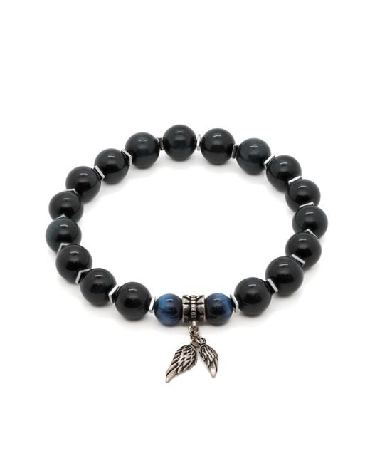 Ebru Jewelry Black Spiritual Beads Angel Bracelet for men