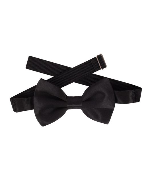 LE COLONEL Black Silk Kid Bow Tie for men