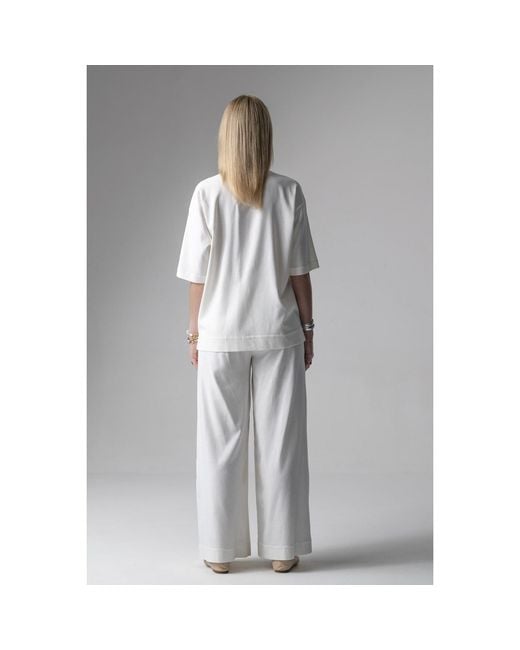 Oh!Zuza White Neutrals Meryl Linen Viscose Pyjama Set Wide Trousers