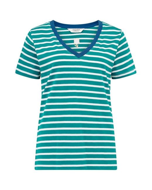 Sugarhill Blue Khloe V-Neck T-Shirt, Off, Shb Flower