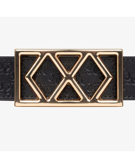 PLACE OF ELMS Black Double Diamond Reversible Leather Belt for men