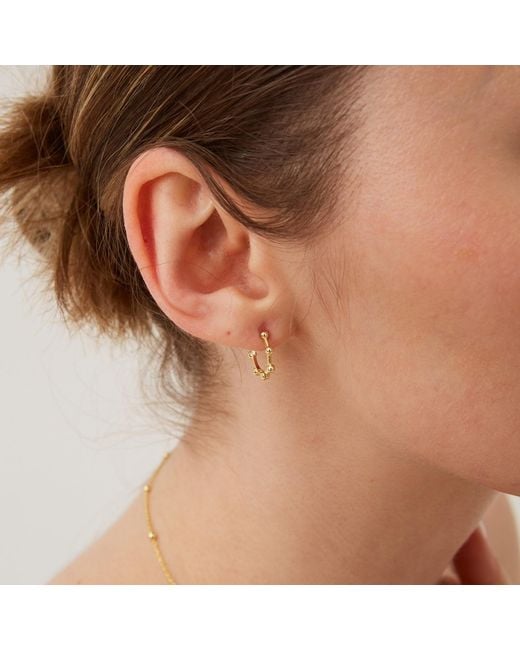 Spero London Metallic Seven Bead Sterling Hoop Earrings