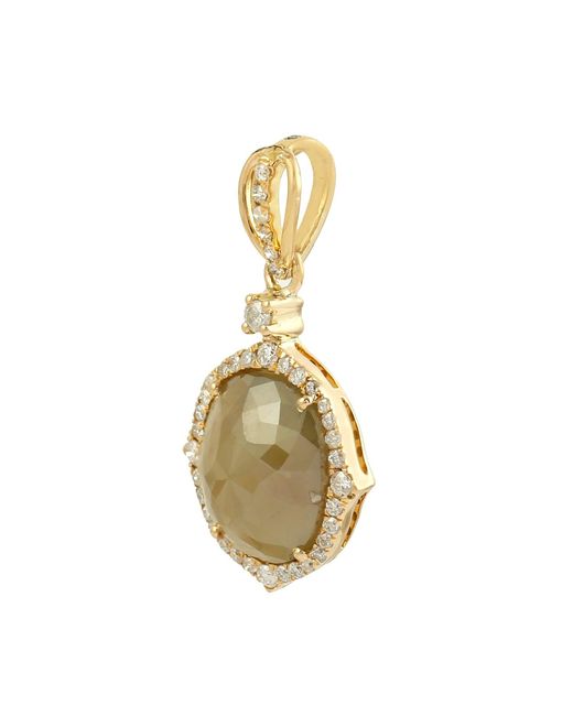 Artisan Metallic Oval Diamond Yellow Gold Pendant