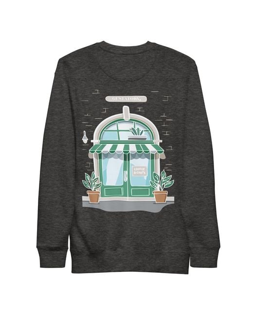 Anchor and Crew Gray Charcoal Heather Gustatory Coffee & Chats Cotton Blend Embroidered Sweatshirt