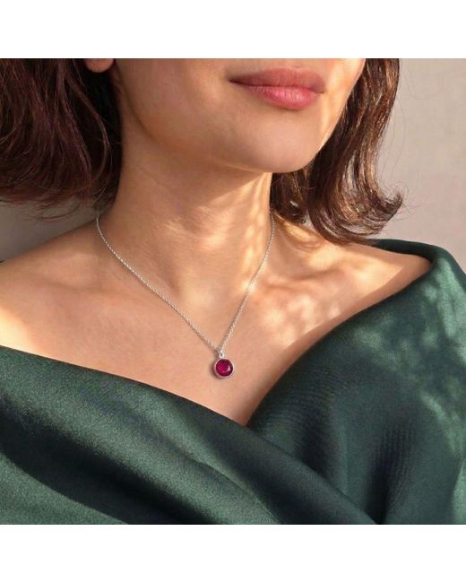 Harfi Purple Sterling Round Ruby Necklace