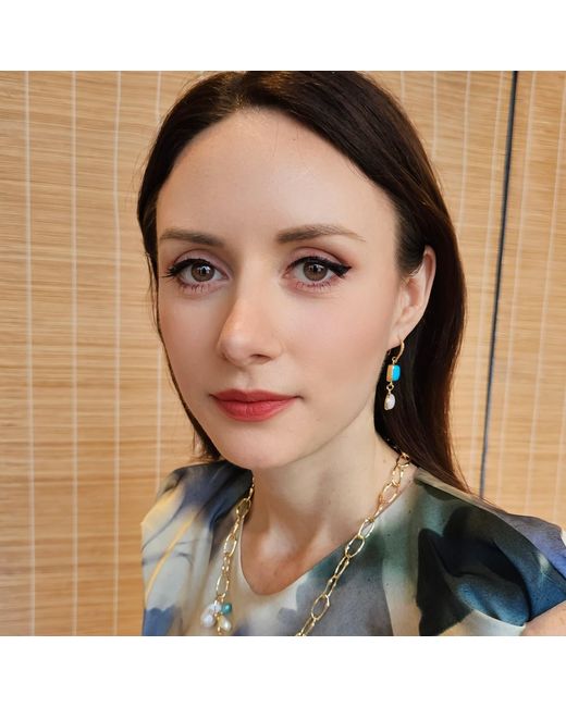 Farra Blue With Teardrop Moonstone Dangle Comfortable Earrings