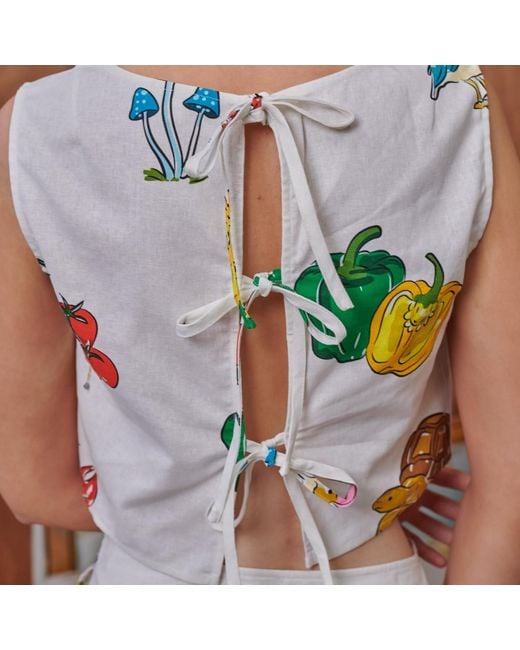 Pecanpepperpelican White Vhagar Sleeveless Top