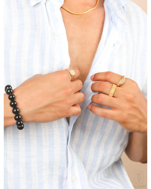 The Jewelz Metallic Textured Signet Ring For for men