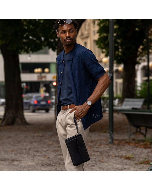 Time Resistance Blue Leather Clutch Purse for men