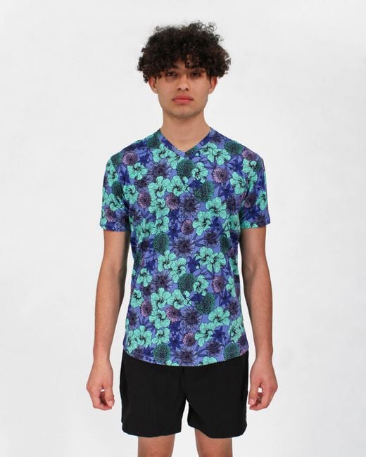 Lords of Harlech Blue Maze Hibiscus Garden Shirt for men