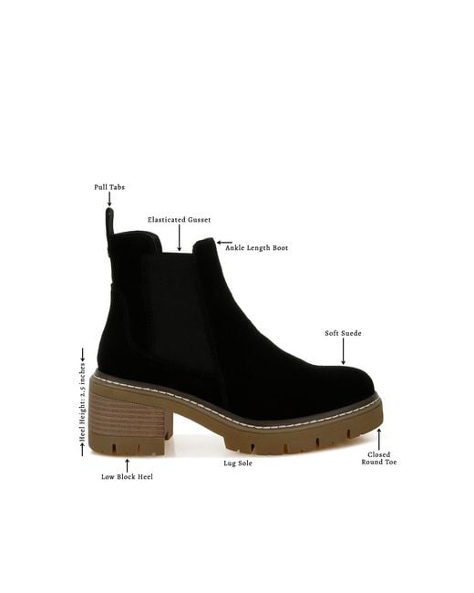 Rag & Co Black Vostok Suede Chunky Chelsea Boots