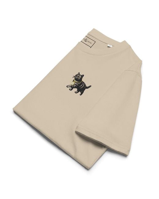 Anchor and Crew Natural Neutrals Desert Dust Cool Cat Actual Life Organic Cotton Embroidered T-Shirt