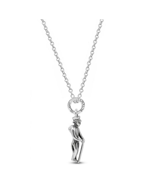Unaloe Metallic Sterling Gentleman With Top Hat And Cane Pendant Necklace for men