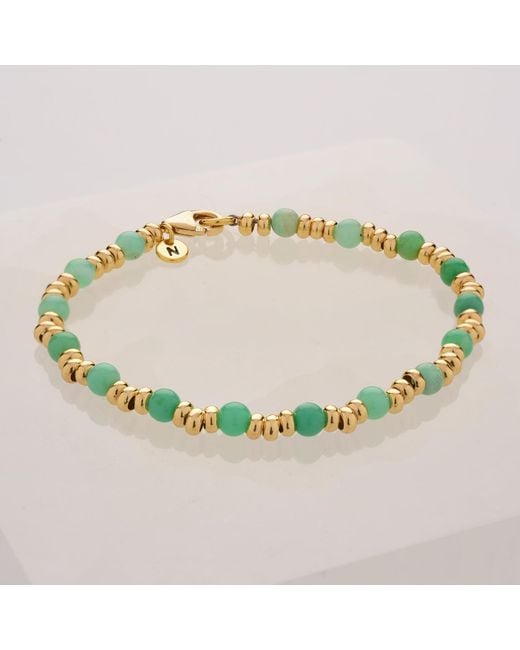 Nellou Jewellery Metallic Gem Chrysoprase Bracelet May Birthstone Plated Sterling